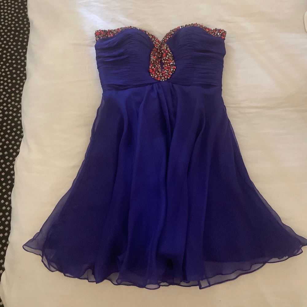 Purple Embroidered Sherri Hill Homecoming Dress